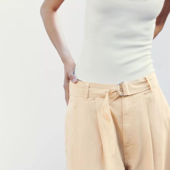 ZARA PLEATED BELTED PANTS - Picture 7 of 7